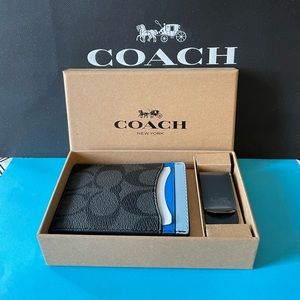 NWT Coach Boxed 3 In 1 Card Case Gift Set In Colorblock Signature Canvas Multi